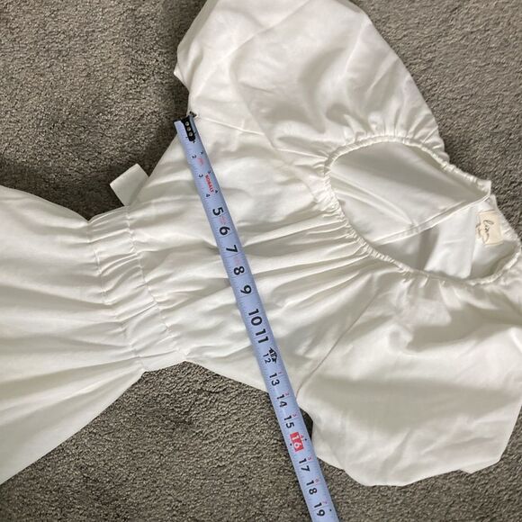 ❤️ Lena White puff Sleeve Open Back Angelcore clean Cut Out Maxi Dress Lined L - Picture 8 of 8